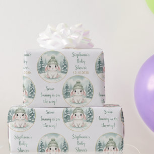 Anpassbare Winter-Wald-Hasen-Baby-Shower Geschenkpapier