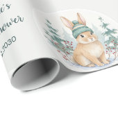 Anpassbare Winter-Wald-Hasen-Baby-Shower Geschenkpapier (Rolleneckpunkt)