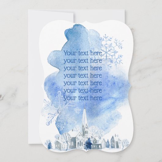 Anpassbare Winterblau Einladung (Rückseite)