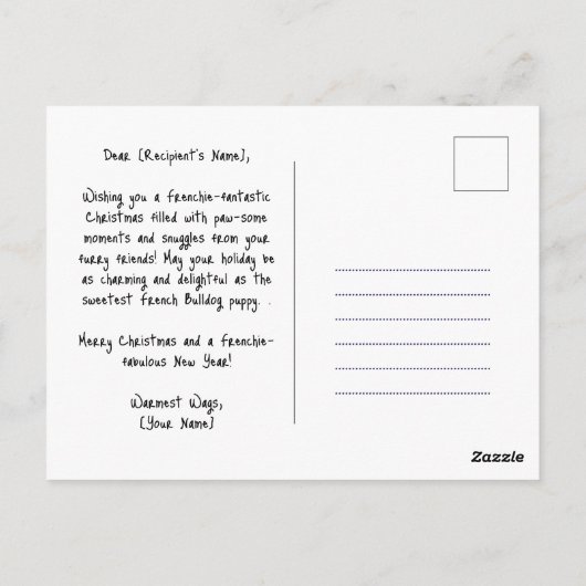 Anpassbare Winterpaws der Freude Postkarte (Rückseite)