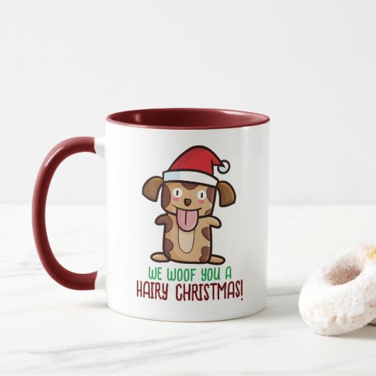 Anpassbare Wünsche hairy Christmas Tasse (Mit Donut)