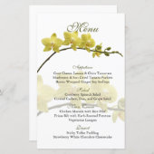 Anpassbare Yellow Orchids Wedelmenu-Karte (Vorne/Hinten)