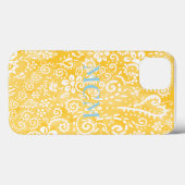 Anpassbare Yellow Paisley iPhone-Abdeckung Case-Mate iPhone Hülle (Rückseite (Horizontal))