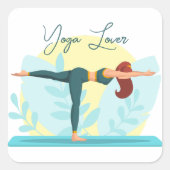 Anpassbare Yoga Lover-Designs mit Krieger-Pose Quadratischer Aufkleber (Vorderseite)