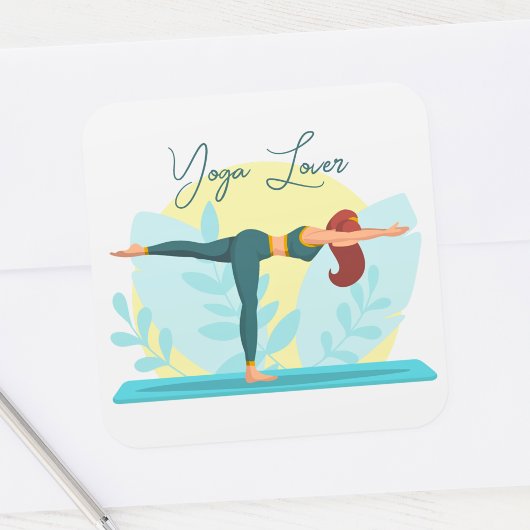 Anpassbare Yoga Lover-Designs mit Krieger-Pose Quadratischer Aufkleber