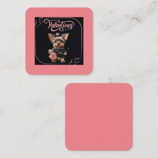 Anpassbare Yorkie Puppy Valentine Card Mitteilungskarte (Vorne/Hinten)