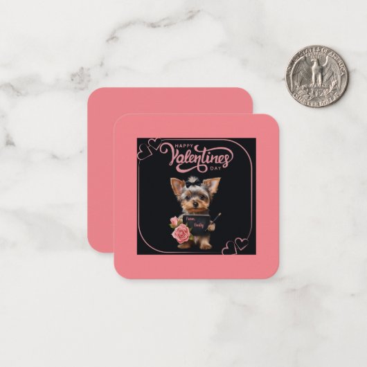 Anpassbare Yorkie Puppy Valentine Card Mitteilungskarte (Vorderseite/Rückseite Beispiel)