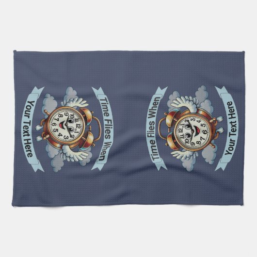 Anpassbare "Zeitfliegen, wenn" Uhr Geschirrtuch (Horizontal)