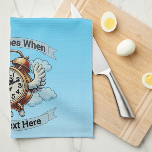 Anpassbare "Zeitfliegen, wenn" Uhr Geschirrtuch (Viertel Falte)