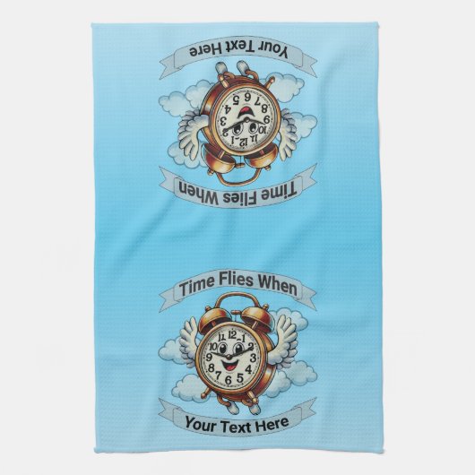 Anpassbare "Zeitfliegen, wenn" Uhr Geschirrtuch (Vertikal)