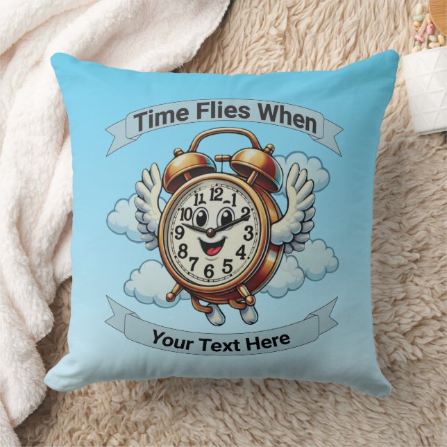 Anpassbare "Zeitfliegen, wenn" Uhr Kissen (Decke)