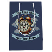 Anpassbare "Zeitfliegen, wenn" Uhr Mittlere Geschenktüte (Rückseite)