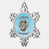 Anpassbare "Zeitfliegen, wenn" Uhr Schneeflocken Zinn-Ornament (Rechts)