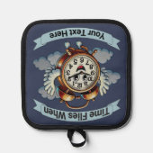 Anpassbare "Zeitfliegen, wenn" Uhr Topflappen (Vorderseite)