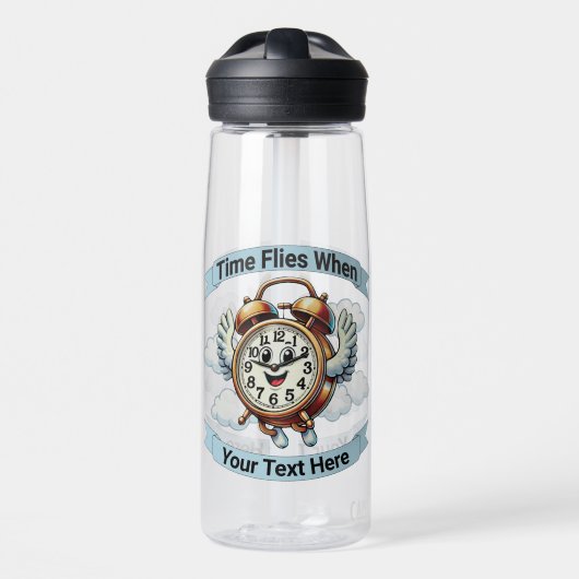 Anpassbare "Zeitfliegen, wenn" Uhr Trinkflasche (Vorne)