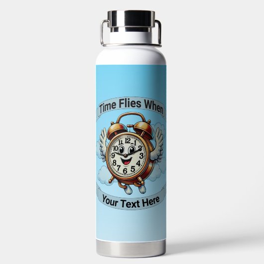 Anpassbare "Zeitfliegen, wenn" Uhr Trinkflasche (Rückseite)