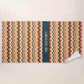 Anpassbare Zickzack Muster mit Retro-Farbblende Strandtuch (Vorderseite)