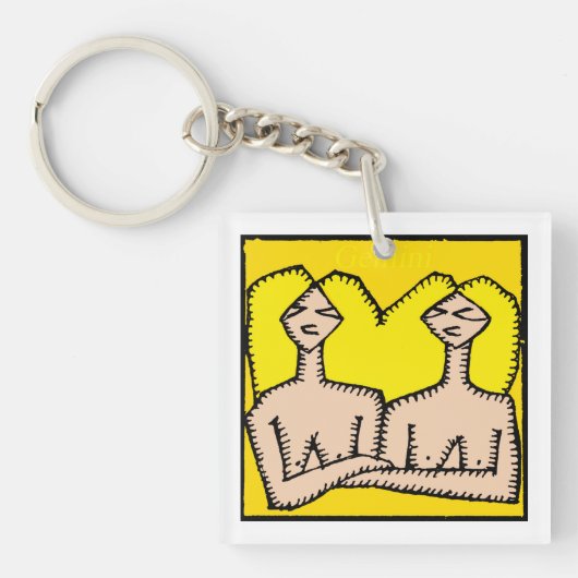 Anpassbare Zodiac-Zeichen Gemini-2-seitiger Schlüs Schlüsselanhänger (Vorderseite)