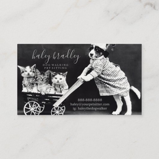 Anpassbare Zurück-zu-Zurück-Dog-Katze Visitenkarte (Rückseite)