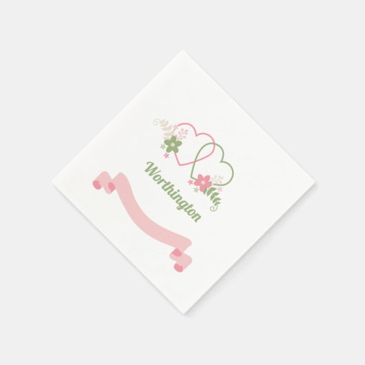 Anpassbare zwei miteinander verbundene Herzen Hoch Serviette (Ecke)