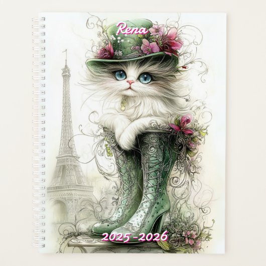 Anpassbarer 2025-2026 Pariser Katzenplaner Planer (Vorderseite)