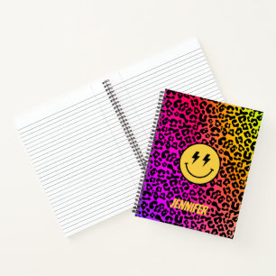 Anpassbarer 90er-Retro-Regenbogen-Leoparden-Druck  Notizblock