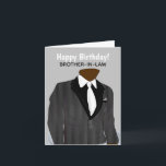 Anpassbarer Afro American Brother-in-law-Anzug C Karte<br><div class="desc">Diese Afroamerikaner Geburtstagskarte bietet eine teilweise Silhouette eines afroamerikanischen Mannes in einem grauen Anzug mit einer schwarzen Krawatte. Zeigen Sie Ihre Wertschätzung für einen verdienten Schwager mit einer Karte, die genau so sagt, wie Sie es sich vorgestellt haben. Hinweis: Sie können diese Karte nach Ihren Wünschen anpassen. (Wechsel des Schwager...</div>