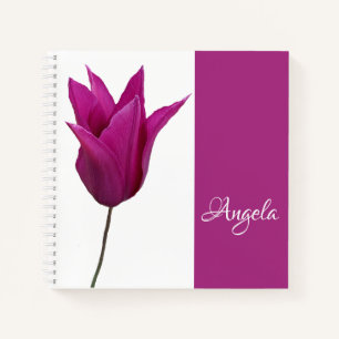Anpassbarer Angela-Name hübsche rosa Tulpen-Blumen Notizblock