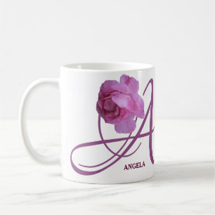 Anpassbarer Angela Name rosa Rosen Blumen Boho Kaffeetasse