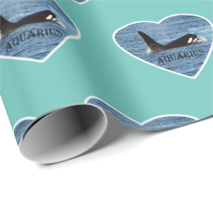 Anpassbarer Aquarius Orca Killerwal Teal  Geschenkpapier