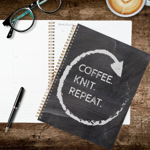 Anpassbarer Ausdruck Kaffee. Stricken. Wiederholen Planer
