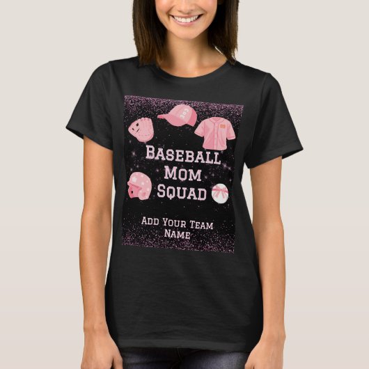 Anpassbarer Baseball-Mama-Squad-T - Shirt in Rosa (Vorderseite)