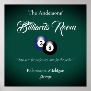 Anpassbarer Billardtisch-Raum Bar Poster