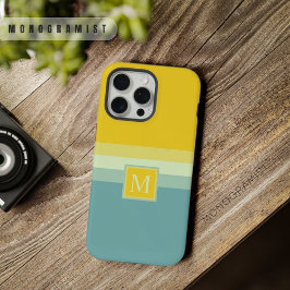 Anpassbarer Blau Weiß Gelb Farbblock iPhone 15 Pro Max Hülle
