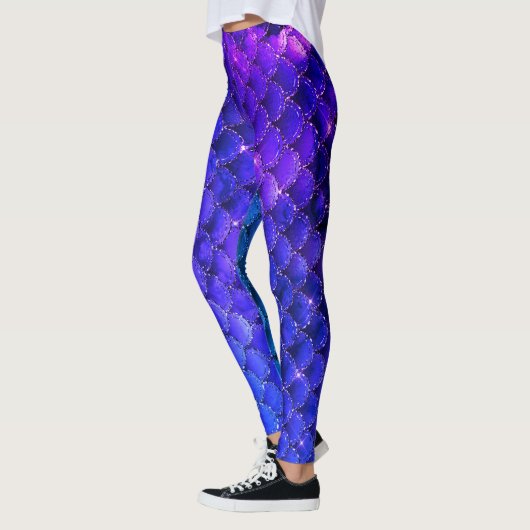Anpassbarer Blue Mermaid-Glitzer Leggings (Links)