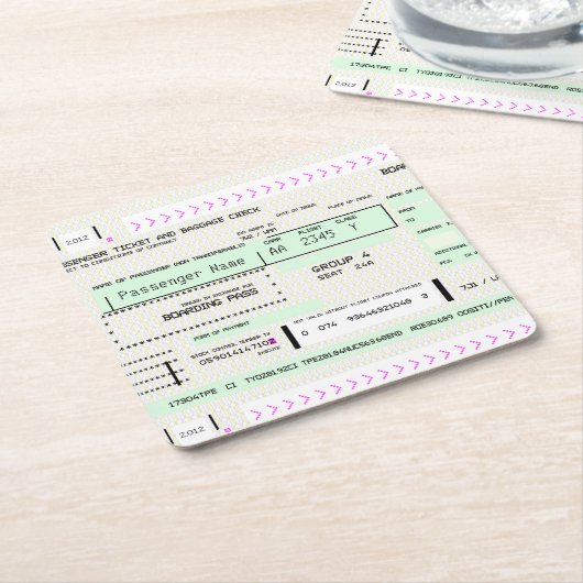 Anpassbarer Boarding-Pass Rechteckiger Pappuntersetzer (angewinkelt)