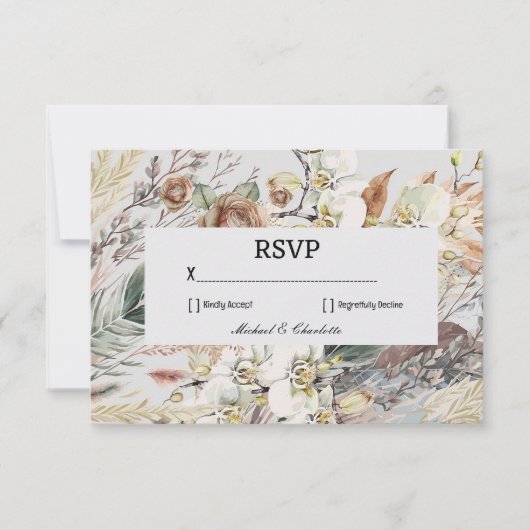 Anpassbarer Boho-Stil RSVP Karte (Vorderseite)