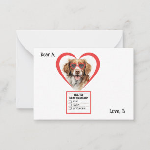 Anpassbarer Brittany Spaniel Hund Valentinstag Not Mitteilungskarte