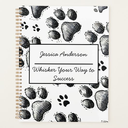 Anpassbarer Cat Lover Planner mit Paw Print Planer (Vorderseite)