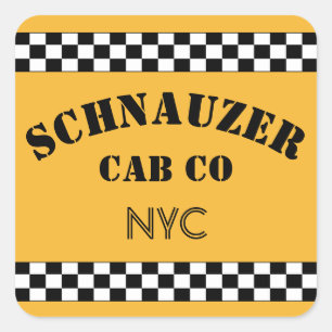 Anpassbarer Checker Cab Quadratischer Aufkleber