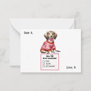 Anpassbarer Dachshund Valentinstag-Notiz  Mitteilungskarte
