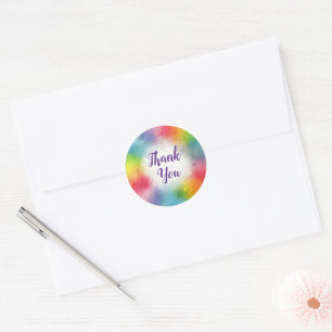 Anpassbarer Dankeschön-Text Regenbogenfarben Schri Runder Aufkleber