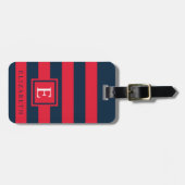 Anpassbarer Dunkelblau-roter Farbblock für Dunkle Gepäckanhänger (Vorderseite horizontal)