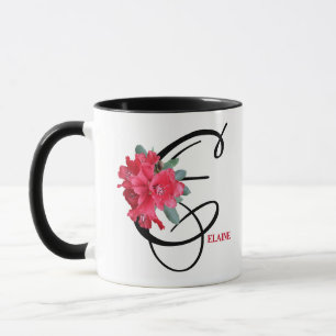 Anpassbarer Elaine Name rote Blumen Boho Vintage Tasse