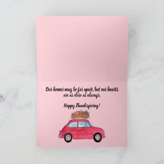 Anpassbarer Erntedank Red Retro Fiat 500 Karte (Innenseite)