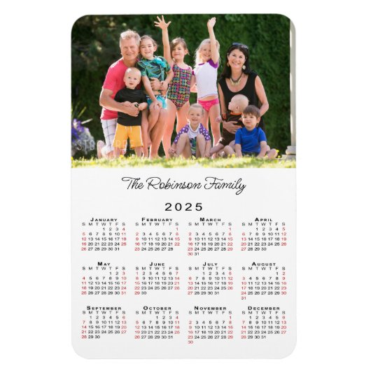 Anpassbarer Foto Name 2025 Kalender Magnet (Vertikal)