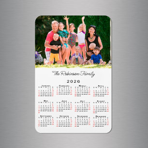 Anpassbarer Foto-Name 2026 Kalender Magnet