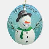 Anpassbarer froher Weihnachtsschneemann Keramik Ornament (Links)