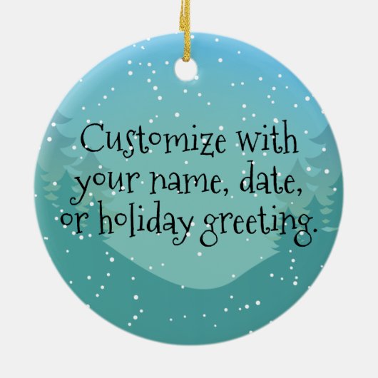 Anpassbarer froher Weihnachtsschneemann Keramik Ornament (Hinten)