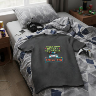 Anpassbarer Gamer-Tag "Respawn Repeat Recharge" T-Shirt